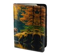 Cbaaghh Deer Bear Moose Print Passport Holder 5.5in,Leather Passport Book Cover -Travel Passport Holder
