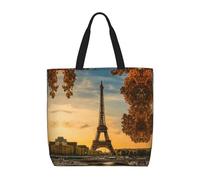 Cbaaghh Eiffel Tower Paris Autumn Print Tote Bags, Reusable Grocery Shopping Cloth Bags, Suitable For Promotion, Gift, Activity