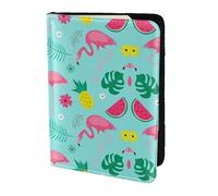Cbaaghh Flamingo Ice Cream Fruit Print Passport Holder 5.5in,Leather Passport Book Cover -Travel Passport Holder