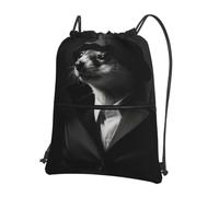 Cbaaghh French Fashion Model Ferretsprint Drawstring Zipper Backpack, String Bag With Zipper Pockets Cinch Bag Sport Gym Sackpack