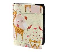 Cbaaghh Giraffe Heart Flower Butterfly Print Passport Holder 5.5in,Leather Passport Book Cover -Travel Passport Holder
