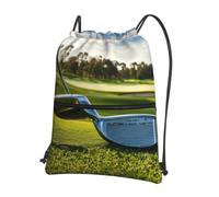 Cbaaghh Golf Clubprint Drawstring Zipper Backpack, String Bag With Zipper Pockets Cinch Bag Sport Gym Sackpack