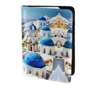 Cbaaghh Greek Island Sea View Print Passport Holder 5.5in,Leather Passport Book Cover -Travel Passport Holder