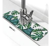 Cbaaghh Green Banana Leaves Print Faucet Suction Pad, Kitchen Splash Pad, Suitable For Kitchen, Bathroom
