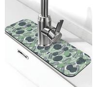 Cbaaghh Green Tropical Leaves Print Faucet Suction Pad, Kitchen Splash Pad, Suitable For Kitchen, Bathroom
