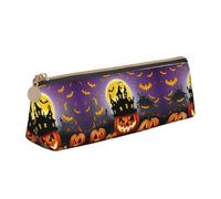 Cbaaghh Happy-Halloween-Day-Trick-Or-Treat Print Triangle Portable Pen Bag,Stationery Organizer Multifunction Cosmetic Makeup Bag