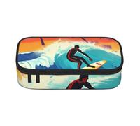 Cbaaghh Hawaiian Surfer On Wavy Print Pencil Case,Large Capacity Pencil Case,Multi-Purpose Makeup Pouch with Zipper