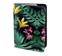 Cbaaghh Hawaiian Tropical Leaves Flower Print Passport Holder 5.5in,Leather Passport Book Cover -Travel Passport Holder