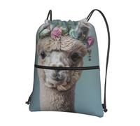 Cbaaghh I Love Alpacasprint Drawstring Zipper Backpack, String Bag With Zipper Pockets Cinch Bag Sport Gym Sackpack