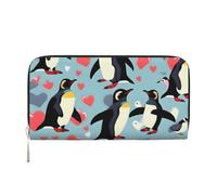 Cbaaghh I Love Penguins Print Leather Hand Wallet,Blocking Pu Leather Coin Bag Handbag for Ladies Cluth