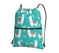 Cbaaghh Indian Alpacaprint Drawstring Zipper Backpack, String Bag With Zipper Pockets Cinch Bag Sport Gym Sackpack