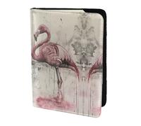 Cbaaghh Ink Flamingos Print Passport Holder 5.5in,Leather Passport Book Cover -Travel Passport Holder