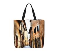 Cbaaghh Italy Tuscan Print Tote Bags, Reusable Grocery Shopping Cloth Bags, Suitable For Promotion, Gift, Activity