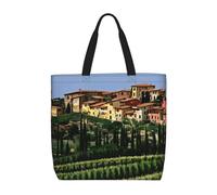 Cbaaghh Italy-Tuscan Print Tote Bags, Reusable Grocery Shopping Cloth Bags, Suitable For Promotion, Gift, Activity