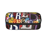 Cbaaghh Letter and Number Print Pencil Case,Large Capacity Pencil Case,Multi-Purpose Makeup Pouch with Zipper
