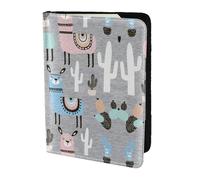 Cbaaghh Llama Cactus Print Passport Holder 5.5in,Leather Passport Book Cover -Travel Passport Holder
