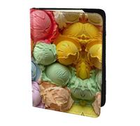 Cbaaghh Many Colored Ice Cream Print Passport Holder 5.5in,Leather Passport Book Cover -Travel Passport Holder