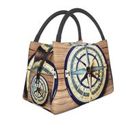 Cbaaghh Maritime Sailboat Compass Print Portable Insulation Bag,Reusable Insulated Leakproof Lunch Box Tote Bag