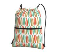 Cbaaghh Mid-Century Modern Styleprint Drawstring Zipper Backpack, String Bag With Zipper Pockets Cinch Bag Sport Gym Sackpack