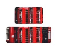 Cbaaghh Phone Booth London Street Print Kitchen Floor Mat 2 Sets,Soft Kitchen Area Pads Floor Mat For Laundry Room And Hallway