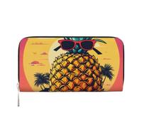 Cbaaghh Pineapple Fruit Sunglasses Sand Beach Print Leather Hand Wallet,Blocking Pu Leather Coin Bag Handbag for Ladies Cluth