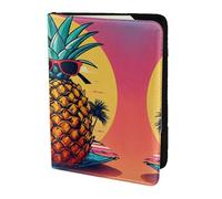 Cbaaghh Pineapple Fruit Sunglasses Sand Beach Print Passport Holder 5.5in,Leather Passport Book Cover -Travel Passport Holder