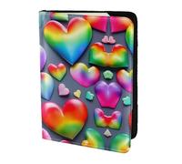 Cbaaghh Rainbow-Colored Love Hearts Print Passport Holder 5.5in,Leather Passport Book Cover -Travel Passport Holder
