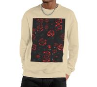 Cbaaghh Red And Black Roses Print Men'S Crew Neck Sweatshirt,Men Graphic Sweatshirts Loose Crewneck Hoodies Pullover