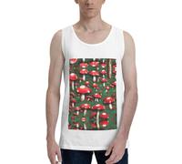 Cbaaghh Red Cap Mushrooms Print Tank Tops Summer Beach Vacation Sleeveless Shirts Casual Muscle Gym Workout Tank Top