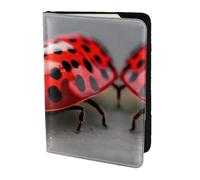 Cbaaghh Red Ladybug Print Passport Holder 5.5in,Leather Passport Book Cover -Travel Passport Holder