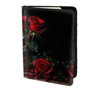 Cbaaghh Red Rose and Wine Romantic Lovers Decor Print Passport Holder 5.5in,Leather Passport Book Cover -Travel Passport Holder