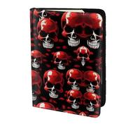 Cbaaghh Red Skeletons Print Passport Holder 5.5in,Leather Passport Book Cover -Travel Passport Holder