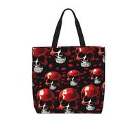 Cbaaghh Red Skeletons Print Tote Bags, Reusable Grocery Shopping Cloth Bags, Suitable For Promotion, Gift, Activity
