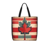 Cbaaghh Retro Canada Flag Pattern Print Tote Bags, Reusable Grocery Shopping Cloth Bags, Suitable For Promotion, Gift, Activity