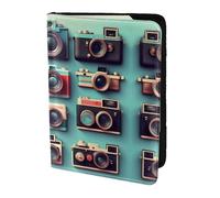 Cbaaghh Retro Cool Camera Collection Print Passport Holder 5.5in,Leather Passport Book Cover -Travel Passport Holder