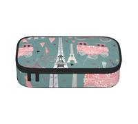Cbaaghh Romantic Paris Eiffel Tower Bycicle Print Pencil Case,Large Capacity Pencil Case,Multi-Purpose Makeup Pouch with Zipper