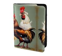 Cbaaghh Rooster and Chicken Print Print Passport Holder 5.5in,Leather Passport Book Cover -Travel Passport Holder