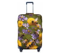 Cbaaghh Rural Honey Bees Wildflowers Print Suitcase Cover,Adorable Luggage Cover Set, Elastic Suitcase Protector, Travel Gear