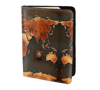 Cbaaghh Rust World Map Print Passport Holder 5.5in,Leather Passport Book Cover -Travel Passport Holder