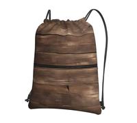 Cbaaghh Rustic Old Barn Woodprint Drawstring Zipper Backpack, String Bag With Zipper Pockets Cinch Bag Sport Gym Sackpack