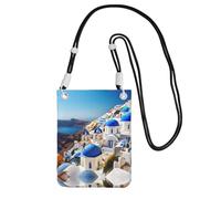 Cbaaghh Santorini Greek Island Sea View Print Carry A Mobile Phone Bag Diagonally,Mini Crossbody Phone Bag -Purse For Mobile And Phones