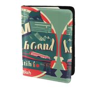 Cbaaghh Scottish Retro Pattern Print Passport Holder 5.5in,Leather Passport Book Cover -Travel Passport Holder