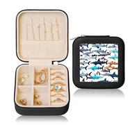 Cbaaghh Sharks Pattern Print Square Leather Jewelry Box,Jewellery Storage Holder For Ring, Pendant, Earring, Necklace, Bracelet