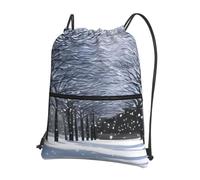Cbaaghh Snow Falling In The Parkprint Drawstring Zipper Backpack, String Bag With Zipper Pockets Cinch Bag Sport Gym Sackpack