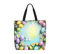 Cbaaghh Spring Happy Easter Holiday Print Tote Bags, Reusable Grocery Shopping Cloth Bags, Suitable For Promotion, Gift, Activity