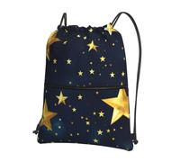 Cbaaghh Stars Eastern Patternprint Drawstring Zipper Backpack, String Bag With Zipper Pockets Cinch Bag Sport Gym Sackpack