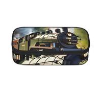 Cbaaghh Steam Little Train Print Pencil Case,Large Capacity Pencil Case,Multi-Purpose Makeup Pouch with Zipper