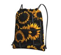 Cbaaghh Sunflower Blooming Flowers Plantsprint Drawstring Zipper Backpack, String Bag With Zipper Pockets Cinch Bag Sport Gym Sackpack