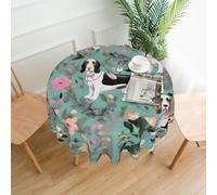 Cbaaghh Sweet Basset Hound Floralsprint Tablecloth,Round Table Cloth,Suitable For Party,Picnic,Weddings,Cafe Restaurant