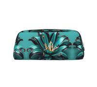 Cbaaghh Teal Lily Print Pencil Bag, Pencil Pouch, Portable Pencil Case Multipurpose for Study & Office